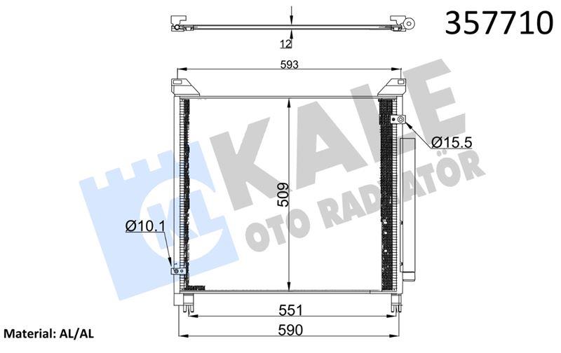 KLİMA RADYATÖRÜ TOYOTA HILUX VIII PICK-UP 2.4D 2.8 D-4D 15=> KURUTUCU İLE BRAZING AL/AL 574×508×12 AL/AL