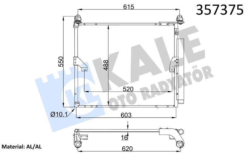 KLİMA RADYATÖRÜ TOYOTA LAND CRUISER 4.0 PRADO 09=> KURUTUCU İLE BRAZING AL/AL 583×488×16 AL/AL