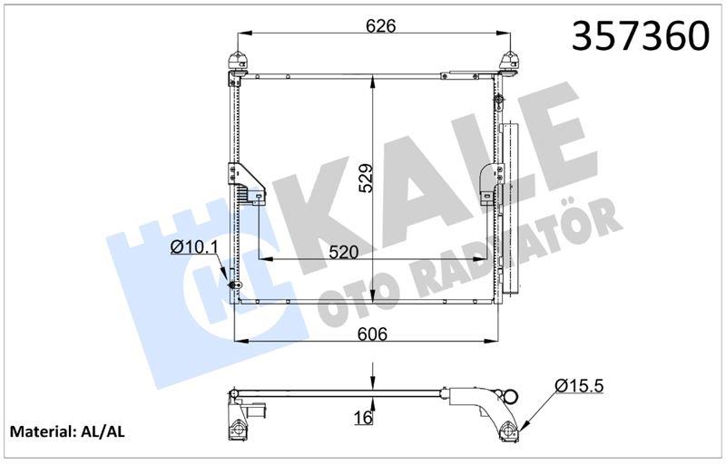 KLİMA RADYATÖRÜ TOYOTA LAND CRUISER PRADO 2.8D-4D 15=> KURUTUCU İLE BRAZING AL/AL 586×529,2×16 AL/AL