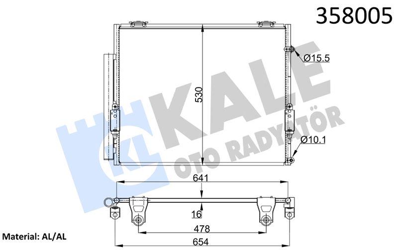 KLİMA RADYATÖRÜ TOYOTA TUNDRA PICK-UP 5.7 06=> KUR UTUCU İLE BRAZING AL/AL 621×530×16 AL/AL