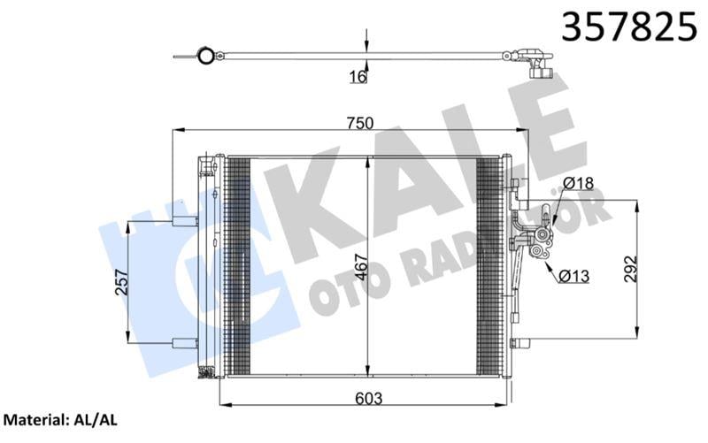 KLİMA RADYATÖRÜ VOLVO S60 V60 11<18 S80 II 06<16 V 40 12=> V70 XC70 07<16 XC60 14<17 - LAND ROVER DISCOVERY SPORT 14=>/17=> FREELANDER 2 06<14 RANGE ROVER EVOQUE 11<19 2.0/2.2D 4×4 KURUTUCU İLE BRAZING AL/AL 583×467×16 AL/AL