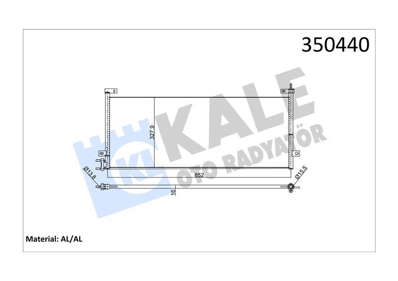 KLİMA RADYATÖRÜ VOLVO TRUCKS VOLVO FH16 02=> FH16 II 12=> FH 400/440/480/520 05=> FH 420/460/500/540 09=> FH II 380/420/460/500/540 12=> KURUTUCUSUZ AL/BRZ 832×327,9×16