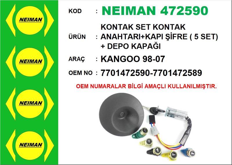 KONTAK SET KONTAK ANAHTARI+KAPI ŞİFRE ( 5 SET) + DEPO KAPAĞI KANGOO 98-07