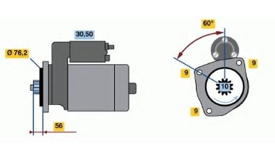 MARS MOTORU 12V 10 DIS 2.0KW TRANSPORTER T4 2.4 2.5TDI 91>04 (BOSCH TYPE)