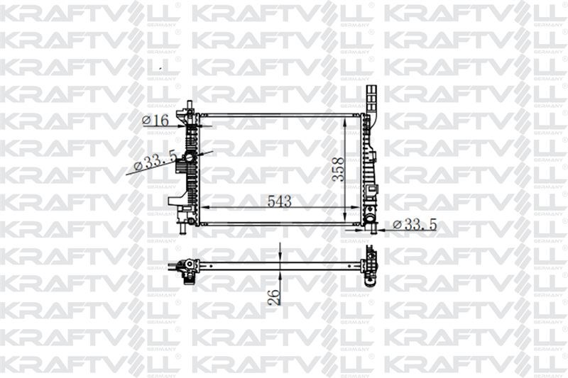 MOTOR SU RADYATORU (BRAZING) FUCUS 1.5 - 1.6 TDCI 11> YENI CONNECT 14> 1.5 - 1.6 TDCI OLCU: (545 X 3