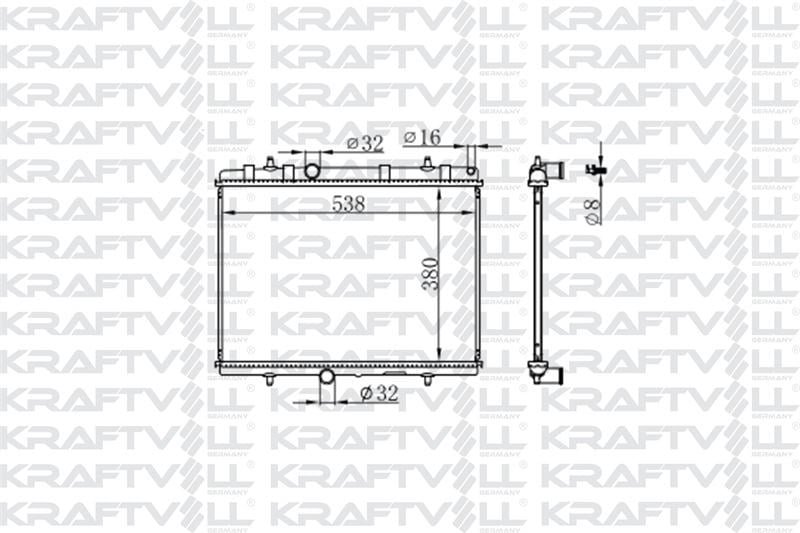 MOTOR SU RADYATORU P307 YM P3008 RCZ PARTNER TEPE BERLINGO III P308 P500 (380*538*16) BRAZING (MT)