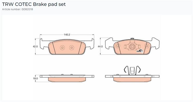 ÖN BALATA CLIO IV 1.2 1.5DCİ 12=> DACIA SANDERO II 1.2.1.2 LPG (2012=> LOGAN 12=> (140.2×18×42)