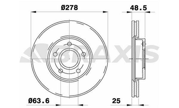 ON FREN DISK AYNASI FOCUS III 1.6ECO / 1.6TDCI FOCUS II 04 /> FOCUS II C MAX 03>07 C MAX 07 /> 1.6ECO / 1.6TDCI / 1.8 16V / 2.0TDCI OLCU: (278 * 25)