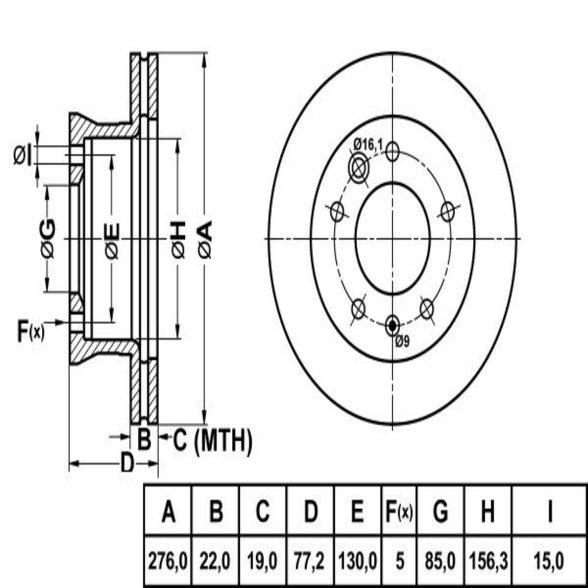 ON FREN DISKI-276X225×130 (VW LT 97-07  MERCEDES SPRINTER 95-06)