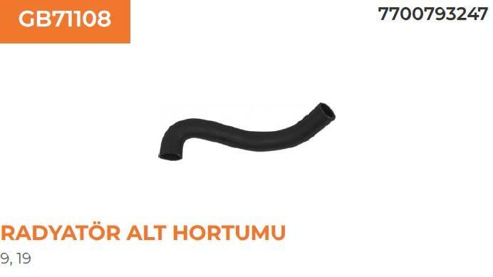 RADYATÖR ALT HORTUMU KLİMALI(RN19 1.4)
