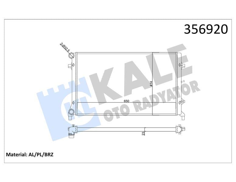 RADYATÖR AUDI A3 - SEAT ALTEA LEON TOLEDO III - SK ODA OCTAVIA YETI - VOLKSWAGEN CADDY III EOS GOLF V-VI JETTA III PASSAT TOURAN 1.4 1.6 2.0 1.6/2.0FSI 03=> (AT/MT) (AC/NAC) [23MM] AL/MKNK