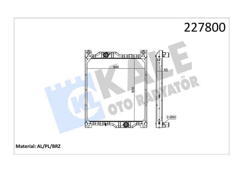 RADYATOR BMC 320 CNG CITY OTOBÜS AL/BRZ 900×846×60