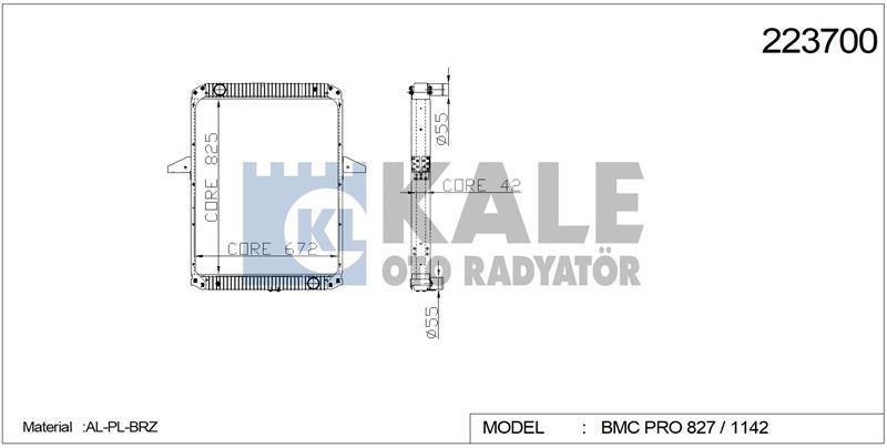 RADYATOR BMC PRO 827/832 INTC.ÇEKİCİ 1142 AL/BRZ