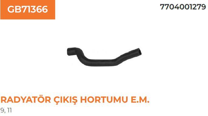 RADYATÖR ÇIKIŞ HORTUMU E.M. RENAULT RENAULT 9 7704