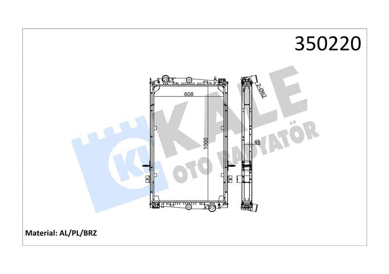 RADYATOR DAF DAF 85CF FA/FAC/FAD/FAG/FAR/FAS/FAT/F T/FTG/FTT 98=> (MT) (ÇERÇEVELİ) AL/BRZ 1000×608×48