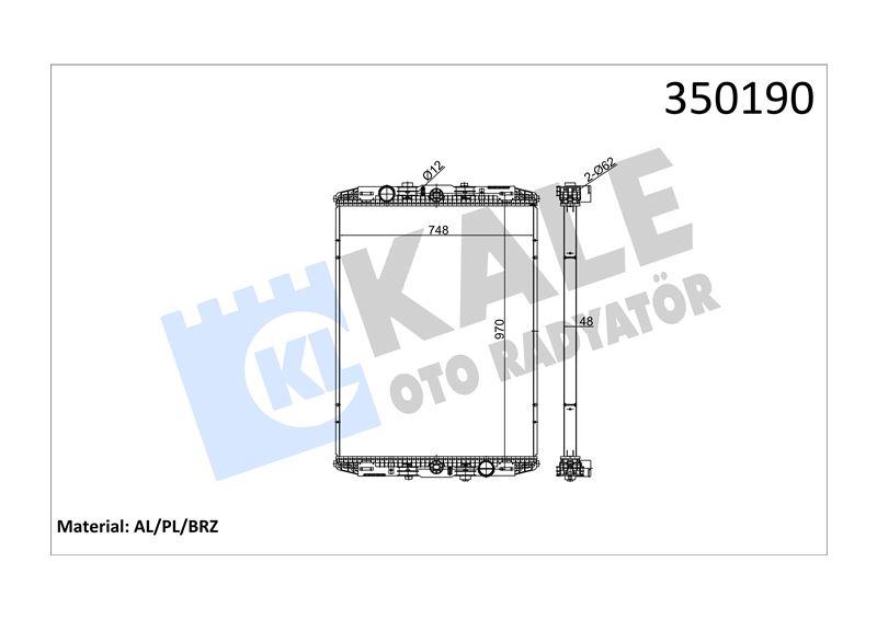 RADYATOR DAF DAF 95FA/FAD/FAK/FAR/FAT/FT/FTR/FTT 8 7=> (MT) (ÇERÇEVESİZ) AL/BRZ 970×748×48