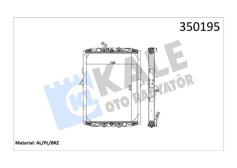 RADYATOR DAF DAF 95FA/FAD/FAK/FAR/FAT/FT/FTR/FTT 8 7=> (MT) (ÇERÇEVELİ) AL/BRZ 970×748×48