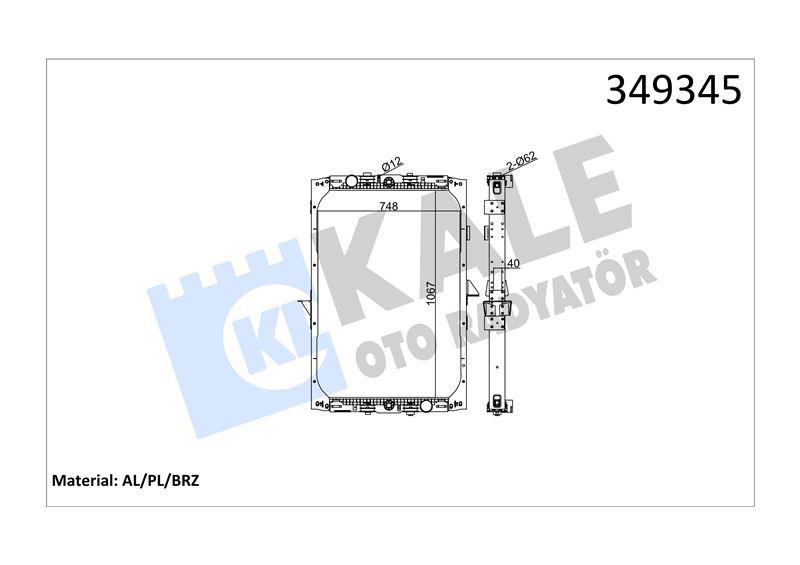 RADYATOR DAF DAF 95XF 97=> XF95 02=> FA/FAC/FAD/FA R/FAS/FAT/FT/FTD/FTG/FTP/FTR/FTS/FTT (MT) (ÇERÇEVELİ) AL/BRZ 1067×754×40