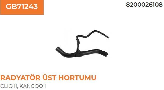 RADYATÖR HORTUMU ÜST CLIO II KANGOO II 1.2 16V 03>07