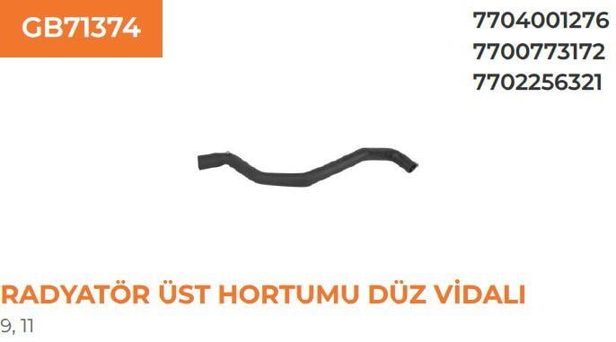 RADYATÖR HORTUMU ÜST DÜZ VIDAL R9