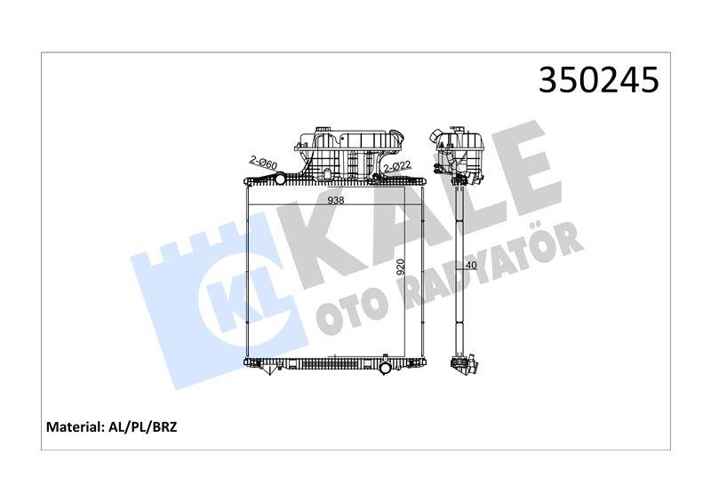 RADYATOR MAN MAN TGA 00=> TGS TGX 07=> (MT) (ÇERÇE VESİZ) <YÜKSEK KABİN> AL/BRZ 920×938×40