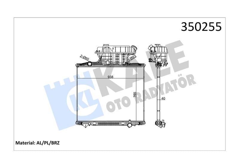 RADYATOR MAN MAN TGA 00=> TGS TGX 07=> (MT) (ÇERÇE VESİZ) <ALÇAK KABİN> AL/BRZ 765×938×40