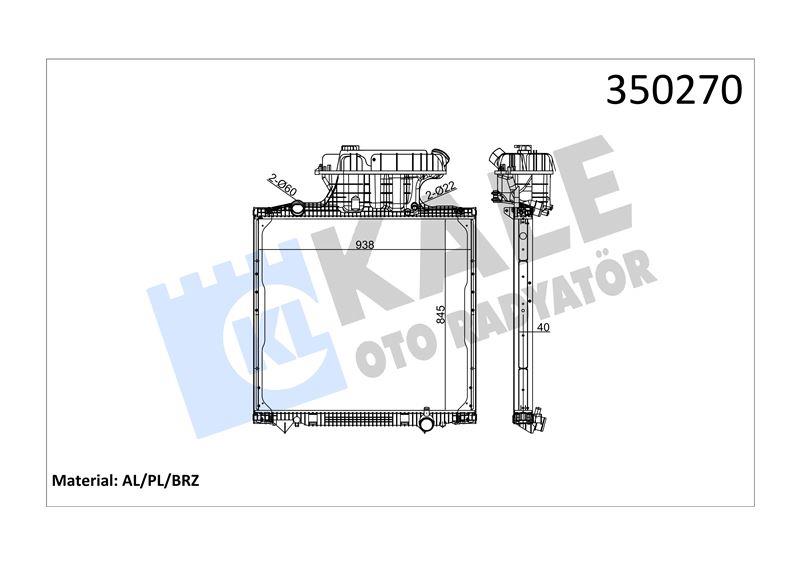 RADYATOR MAN MAN TGA 00=> TGS TGX 07=> (MT) (ÇERÇE VELİ) <ORTA KABİN> AL/BRZ 845×938×40