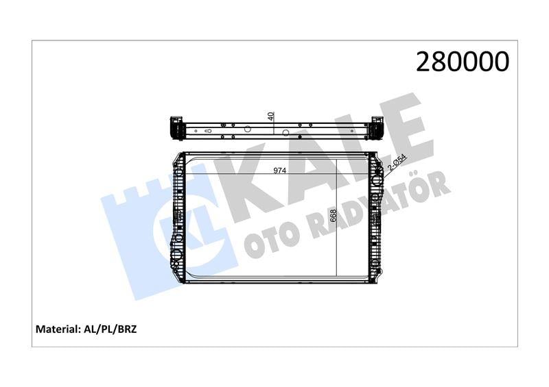 RADYATOR MERCEDES TRUCKS AXOR 1840 AL/BRZ 974×668×40