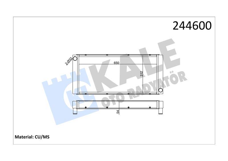 RADYATOR MERCEDES TRUCKS MERCEDES BENZ 0345 ARA SO GUTUCU (54637904) 3 SIRA PA SISTEM RADYATÖR 650×312×54