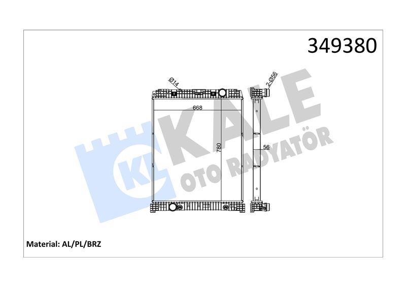 RADYATOR MERCEDES TRUCKS MERCEDES BENZ ATEGO 98<04 AXOR 2 04=> (AT) (ÇERÇEVESİZ) AL/BRZ 780×668×56
