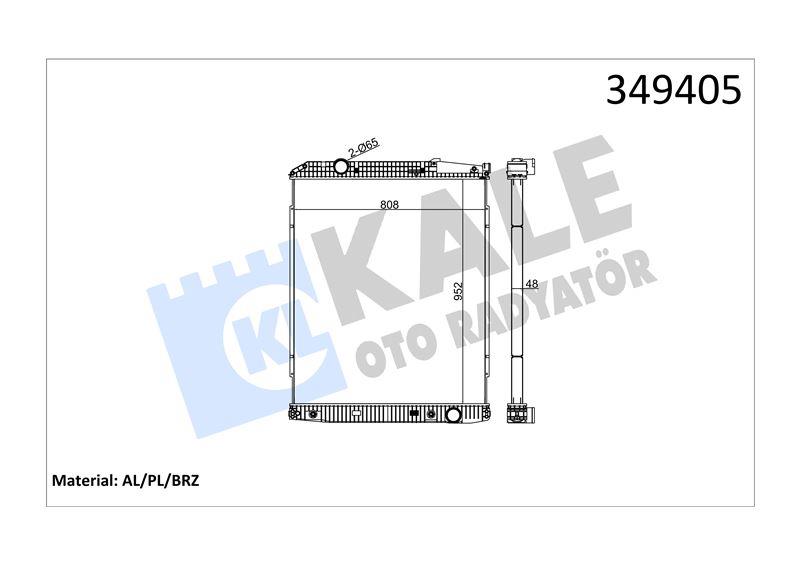 RADYATOR MERCEDES TRUCKS MERCEDES BENZ ACTROS 96<0 2 ACTROS MP2/MP3 03=> ZETROS 08=> (AT) (ÇERÇEVESİZ) AL/BRZ 952×808×48