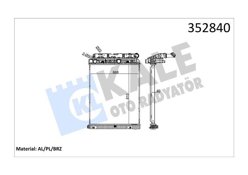 RADYATOR MERCEDES TRUCKS MERCEDES BENZ ATEGO 98<04 ATEGO 2 04=> AXOR 02<04 AXOR 2 04=> OM906 (MT) (ÇERÇEVESİZ) 815×668×40