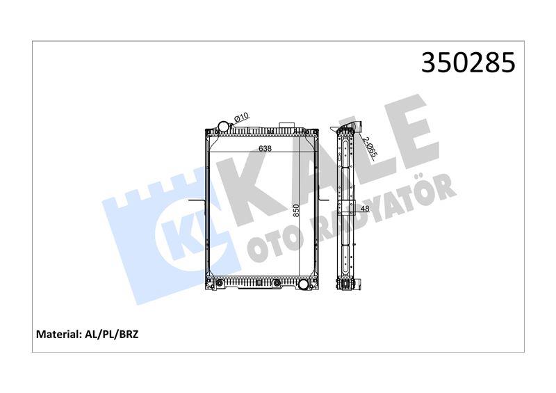 RADYATOR MERCEDES TRUCKS MERCEDES BENZ SK (1838 18 50 3538 3544) MK 87<96 (AT) (ÇERÇEVELİ) AL/BRZ 850×638×48