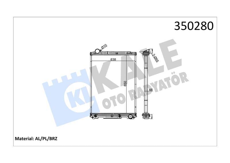 RADYATOR MERCEDES TRUCKS MERCEDES BENZ SK (1838 18 50 3538 3544) MK 87<96 (AT) (ÇERÇEVESİZ) AL/BRZ 850×638×48