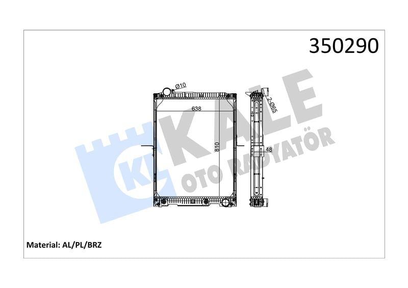 RADYATOR MERCEDES TRUCKS MERCEDES BENZ SK (3031 18 31 1838 1844 1850) MK 87<96 (AT) (ÇERÇEVELİ) AL/BRZ 810×638×48