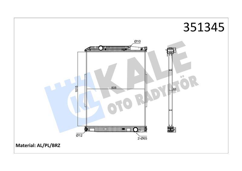 RADYATOR MERCEDES TRUCKS MERCEDES BENZ TRAVEGO O58 0 99=> (MT) (ÇERÇEVESİZ) AL/BRZ 1015×808×48