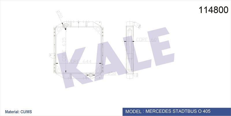 RADYATOR MERCEDES TRUCKS O345 STADTBUS 3 SIRA PA 6 35×644×60