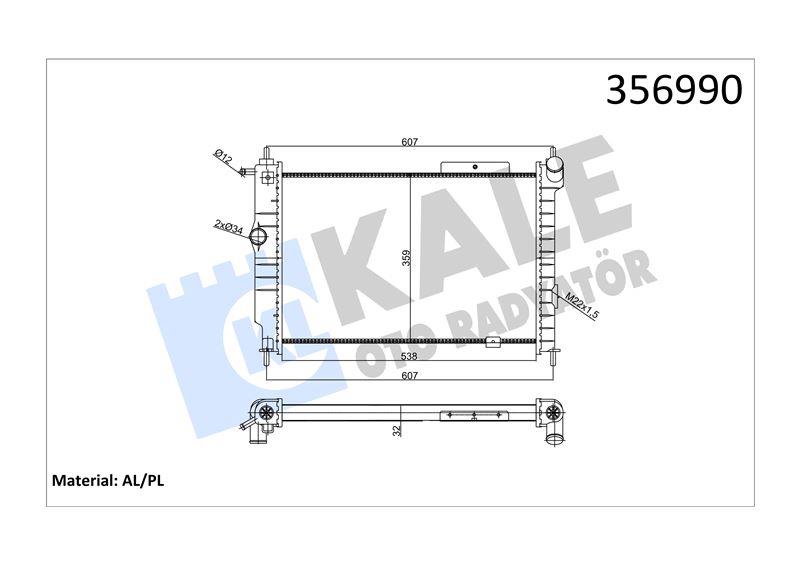RADYATÖR OPEL ASTRA F 1.4 1.6 1.8 16V 2.0 GSI 91=> (MT) [32MM] AL/MKNK