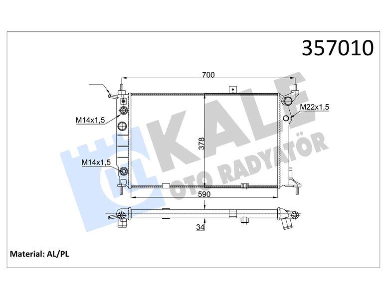 RADYATÖR OPEL ASTRA F 1.4I 1.6I 1.8I 2.0I 91=> (AT ) (AC) [34MM] AL/MKNK