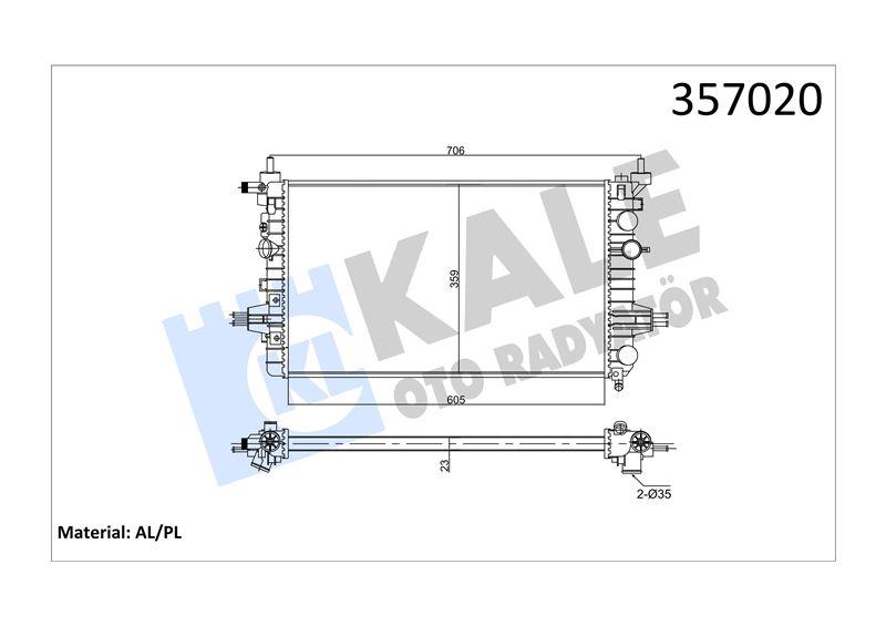 RADYATÖR OPEL ASTRA H 04=> ZAFIRA 05=> 1.6 1.8 (MT ) (AC/NAC) [23MM] AL/MKNK