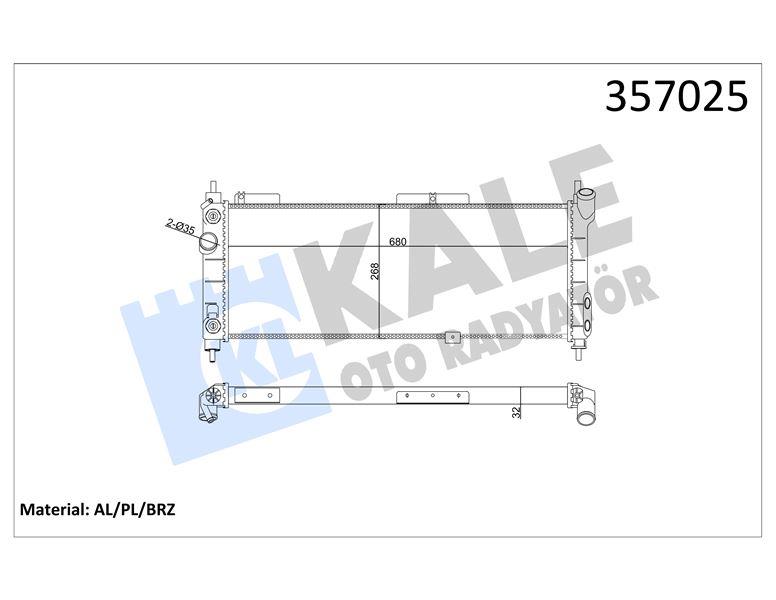 RADYATÖR OPEL CORSA B COMBO TIGRA 1.2I 1.4I 1.4I/1 .6I 16V 93=> (AT) (AC) [32MM] AL/MKNK
