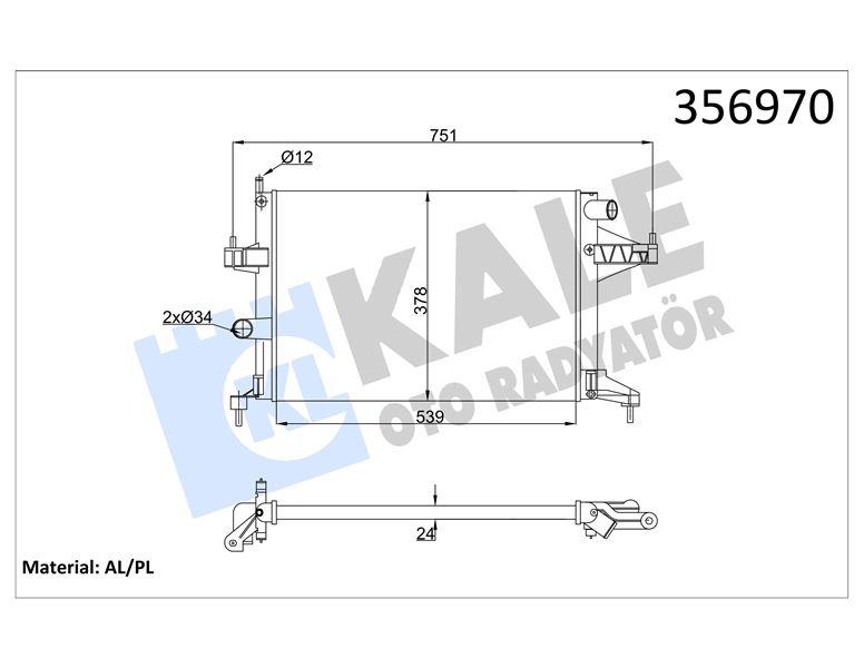 RADYATÖR OPEL CORSA C 1.4 1.8 00=> COMBO 1.6 1.6CN G 01=> TIGRA 1.8 04=> (MT) (AC/NAC) [24MM] AL/MKNK