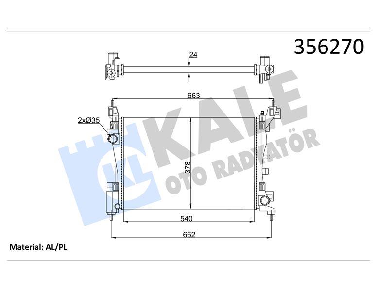 RADYATÖR PEUGEOT BIPPER - CITROEN NEMO - FIAT FIOR INO 1.4 08=> (MT) [24MM] AL/MKNK