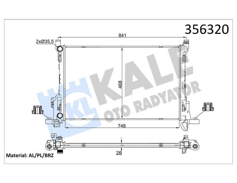 RADYATÖR RENAULT TRAFIC III 1.6/2.0DCI 14=> - OPEL VIVARO B 1.6CDTI 14=> - FIAT TALENTO 1.6D 16=> (MT) [26MM] AL/BRZ