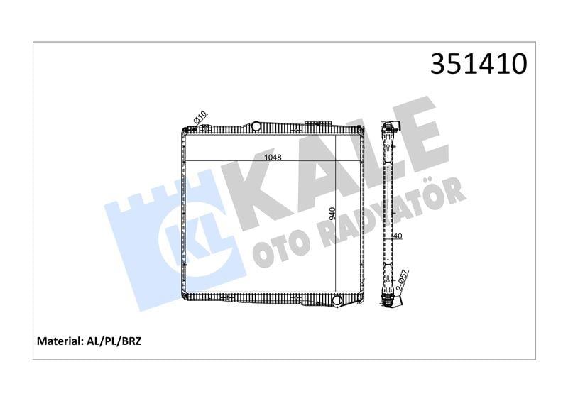 RADYATOR SCANIA SCANIA P,G,R,T SERİSİ P230-620 G27 0-490 R340-730 04=> (MT) (ÇERÇEVELİ) AL/BRZ 940×1048×40