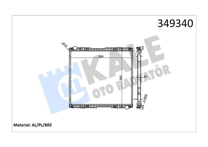 RADYATOR SCANIA SCANIA P,G,R,T SERİSİ P230-620 G27 0-490 R340-730 T420-500 04=> (MT) (ÇERÇEVELİ) AL/BRZ 860×988×40