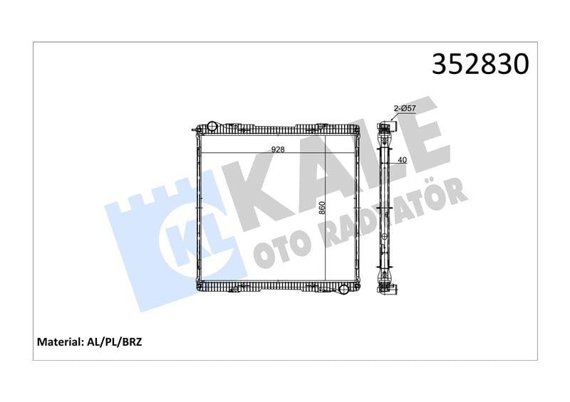 RADYATOR SCANIA SCANIA P,G,R,T SERİSİ P420 G230-49 004=> (MT) (ÇERÇEVELİ) AL/BRZ 860×928×40