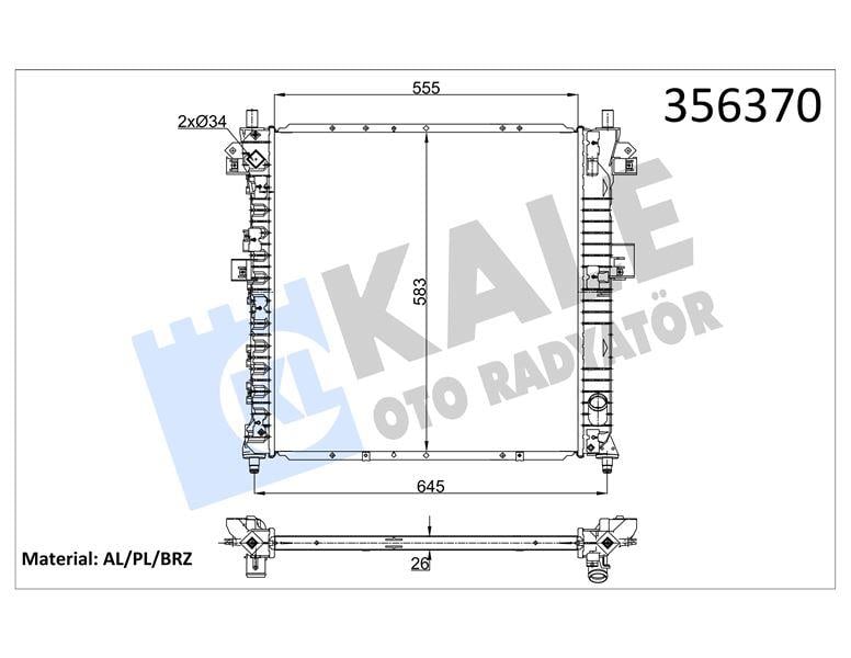 RADYATÖR SSANGYONG ACTYON KYRON 2.0XDI 2.3 05=> (M T) [26MM] AL/BRZ