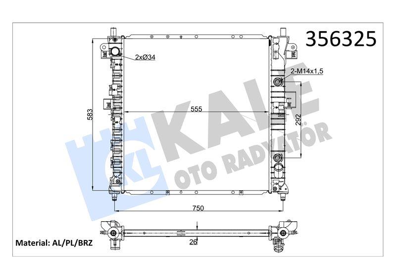 RADYATÖR SSANGYONG ACTYON KYRON 2.0XDI 2.3 05=> (A T) [26MM] AL/BRZ