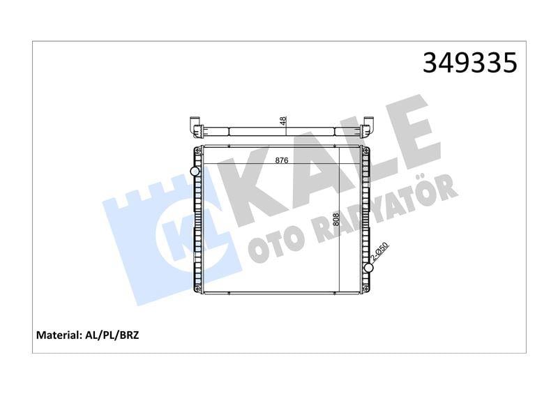 RADYATOR VOLVO TRUCKS VOLVO B12M-B12RH (OTOBÜS) 92 => (MT) (ÇERÇEVESİZ) AL/BRZ 876×808×48